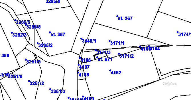 Parcela st. 3171/3 v KÚ Nedašov, Katastrální mapa