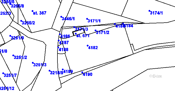 Parcela st. 4182 v KÚ Nedašov, Katastrální mapa