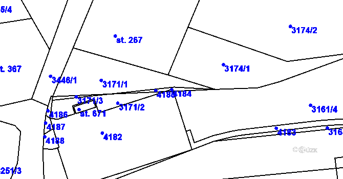 Parcela st. 4184 v KÚ Nedašov, Katastrální mapa