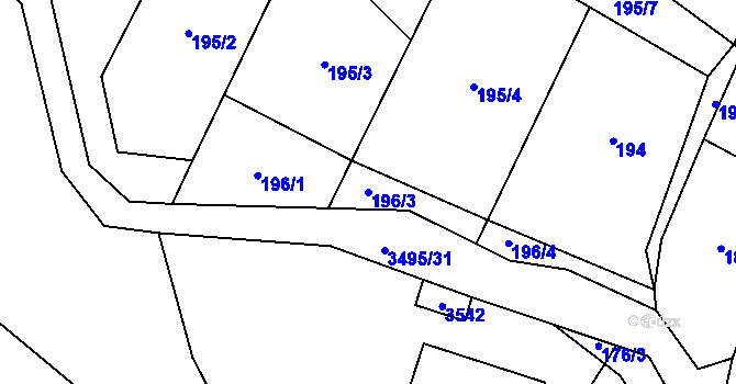 Parcela st. 196/3 v KÚ Nedašov, Katastrální mapa