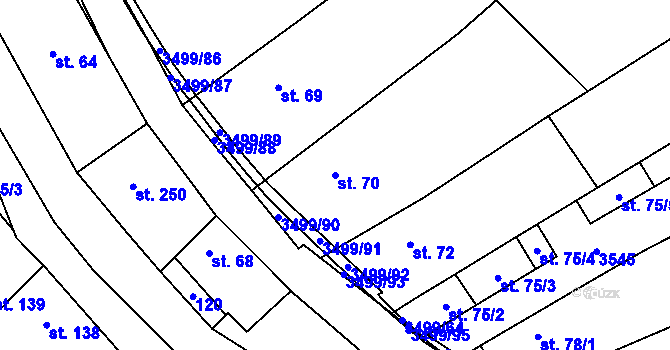 Parcela st. 70 v KÚ Nedašov, Katastrální mapa