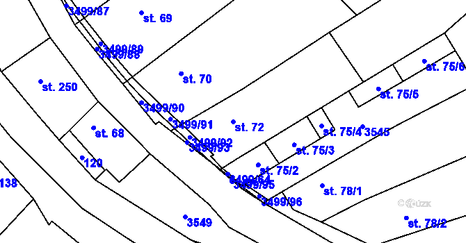 Parcela st. 72 v KÚ Nedašov, Katastrální mapa
