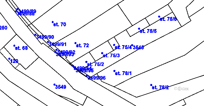 Parcela st. 75/3 v KÚ Nedašov, Katastrální mapa