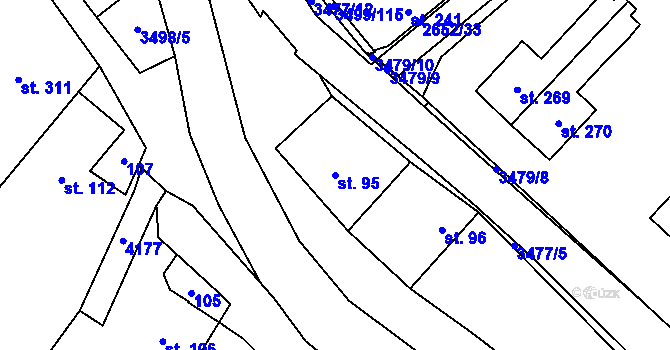 Parcela st. 95 v KÚ Nedašov, Katastrální mapa