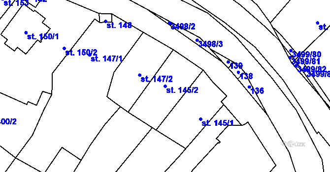Parcela st. 145/2 v KÚ Nedašov, Katastrální mapa