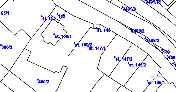 Parcela st. 147/1 v KÚ Nedašov, Katastrální mapa