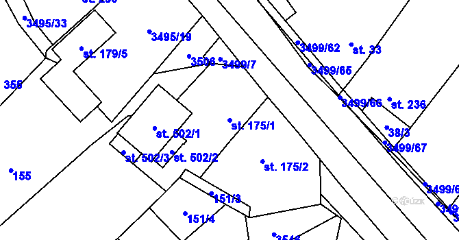 Parcela st. 175/1 v KÚ Nedašov, Katastrální mapa