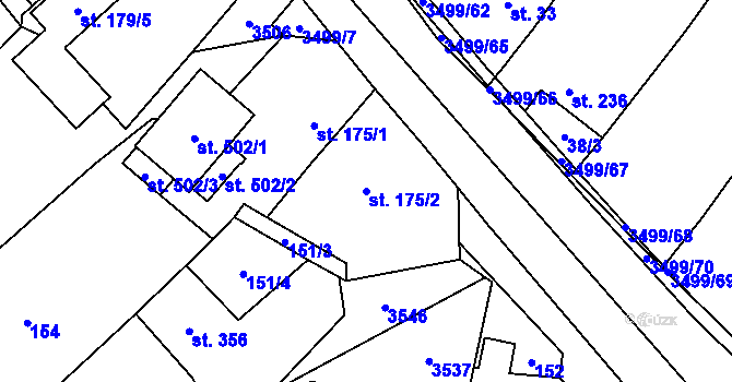 Parcela st. 175/2 v KÚ Nedašov, Katastrální mapa
