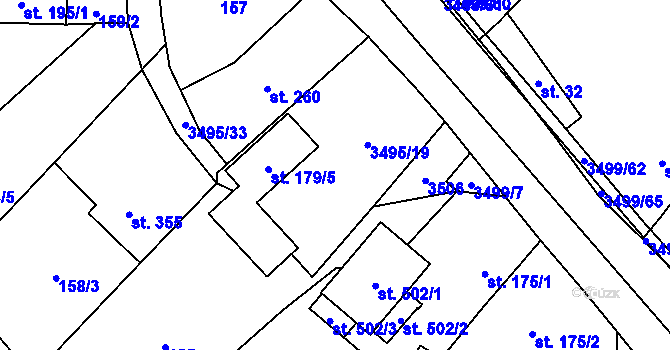 Parcela st. 179/3 v KÚ Nedašov, Katastrální mapa