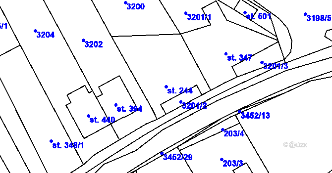 Parcela st. 244 v KÚ Nedašov, Katastrální mapa