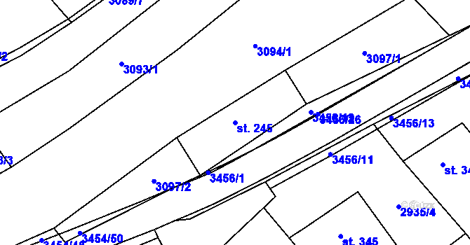 Parcela st. 245 v KÚ Nedašov, Katastrální mapa