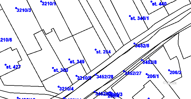 Parcela st. 254 v KÚ Nedašov, Katastrální mapa
