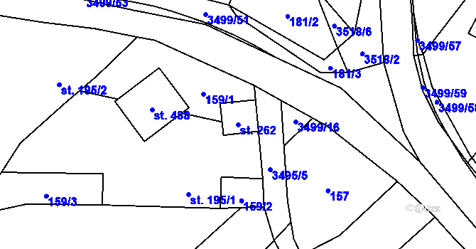 Parcela st. 262 v KÚ Nedašov, Katastrální mapa