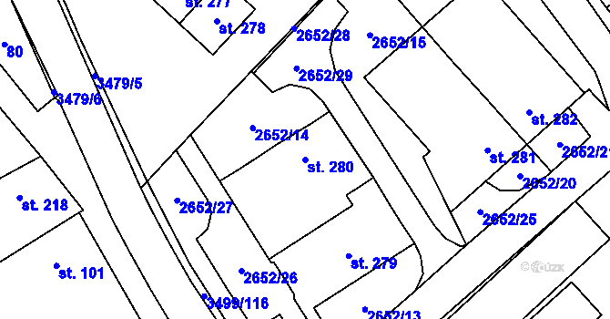 Parcela st. 280 v KÚ Nedašov, Katastrální mapa