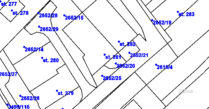Parcela st. 281 v KÚ Nedašov, Katastrální mapa