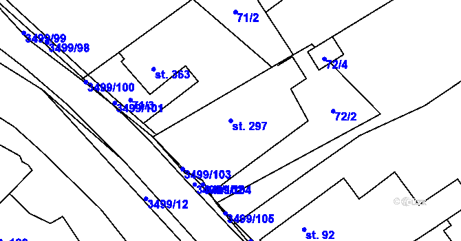 Parcela st. 297 v KÚ Nedašov, Katastrální mapa
