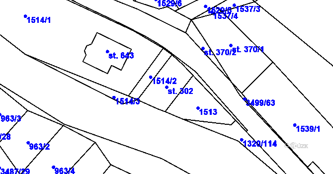 Parcela st. 302 v KÚ Nedašov, Katastrální mapa