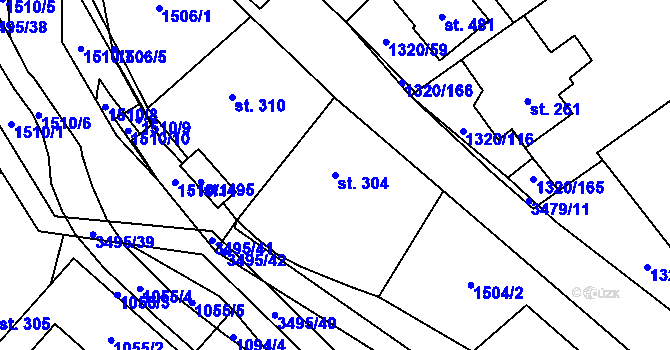 Parcela st. 304 v KÚ Nedašov, Katastrální mapa