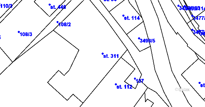 Parcela st. 311 v KÚ Nedašov, Katastrální mapa