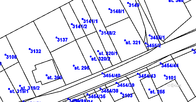 Parcela st. 320/1 v KÚ Nedašov, Katastrální mapa