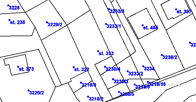 Parcela st. 323 v KÚ Nedašov, Katastrální mapa