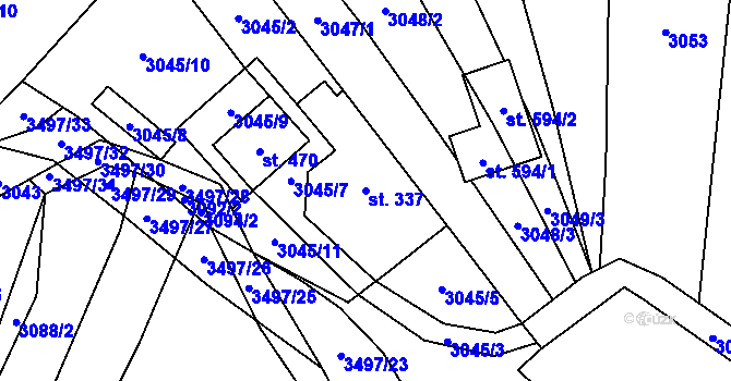 Parcela st. 337 v KÚ Nedašov, Katastrální mapa