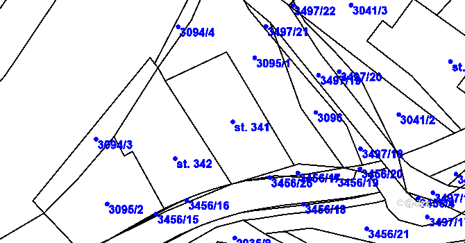 Parcela st. 341 v KÚ Nedašov, Katastrální mapa