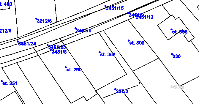 Parcela st. 352 v KÚ Nedašov, Katastrální mapa