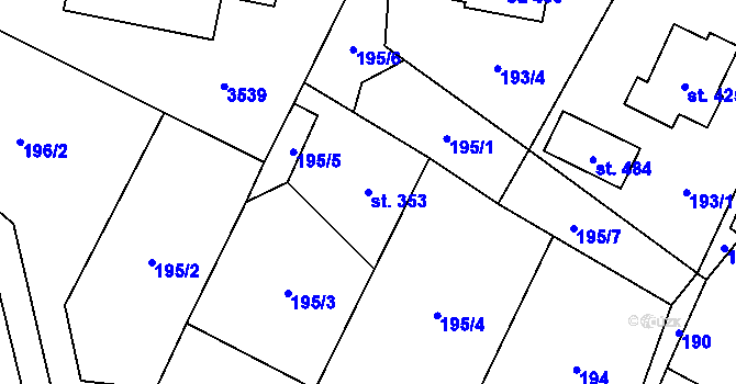 Parcela st. 353 v KÚ Nedašov, Katastrální mapa