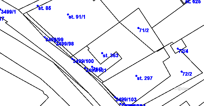 Parcela st. 363 v KÚ Nedašov, Katastrální mapa