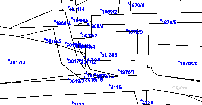 Parcela st. 366 v KÚ Nedašov, Katastrální mapa