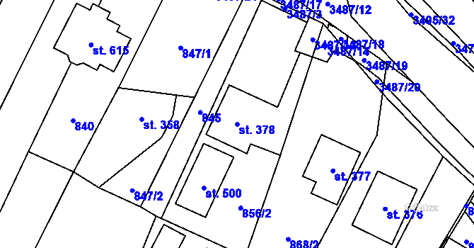 Parcela st. 378 v KÚ Nedašov, Katastrální mapa