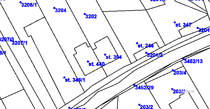 Parcela st. 394 v KÚ Nedašov, Katastrální mapa