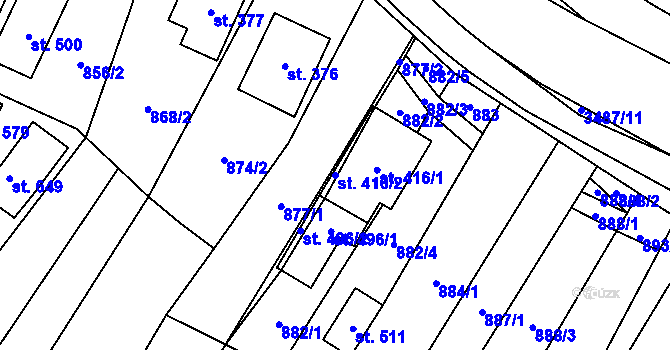 Parcela st. 416/2 v KÚ Nedašov, Katastrální mapa