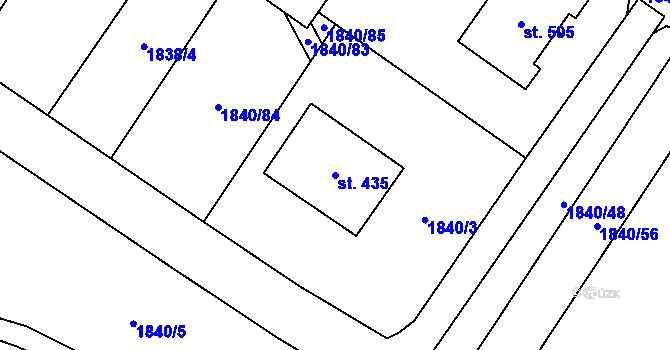 Parcela st. 435 v KÚ Nedašov, Katastrální mapa