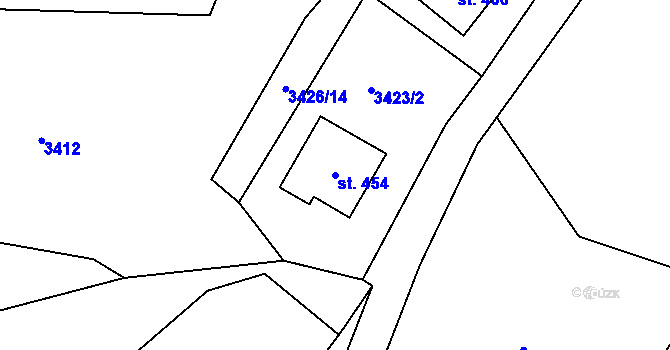 Parcela st. 454 v KÚ Nedašov, Katastrální mapa