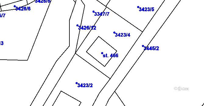 Parcela st. 466 v KÚ Nedašov, Katastrální mapa
