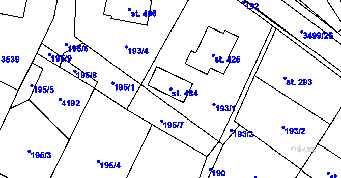 Parcela st. 484 v KÚ Nedašov, Katastrální mapa