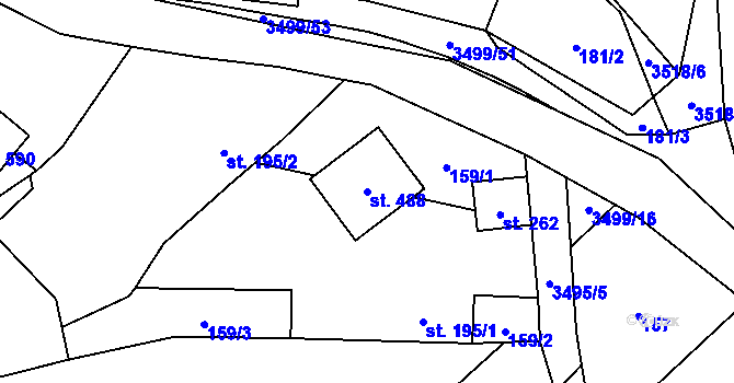 Parcela st. 488 v KÚ Nedašov, Katastrální mapa