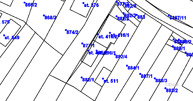 Parcela st. 496/1 v KÚ Nedašov, Katastrální mapa