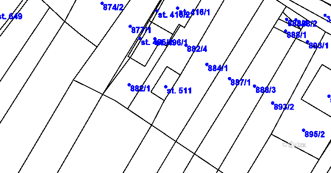 Parcela st. 511 v KÚ Nedašov, Katastrální mapa