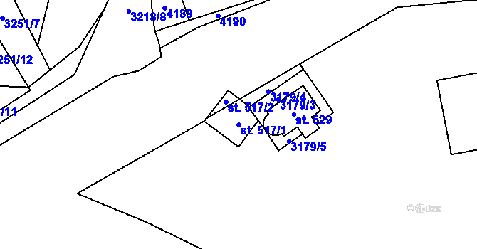 Parcela st. 517/1 v KÚ Nedašov, Katastrální mapa