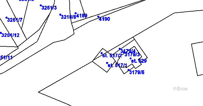 Parcela st. 517/2 v KÚ Nedašov, Katastrální mapa