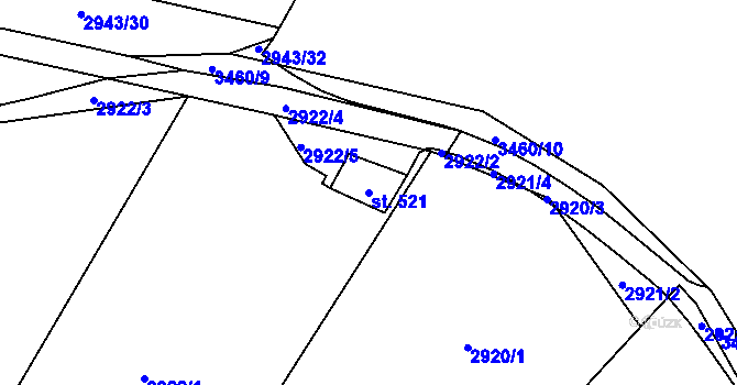 Parcela st. 521 v KÚ Nedašov, Katastrální mapa