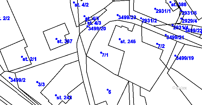 Parcela st. 7/1 v KÚ Nedašov, Katastrální mapa