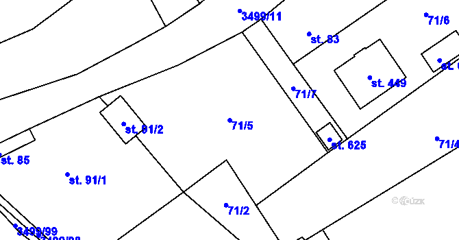 Parcela st. 71/5 v KÚ Nedašov, Katastrální mapa