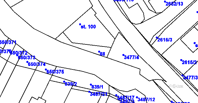 Parcela st. 88 v KÚ Nedašov, Katastrální mapa