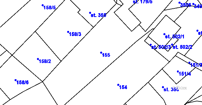 Parcela st. 155 v KÚ Nedašov, Katastrální mapa
