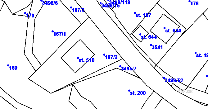 Parcela st. 167/2 v KÚ Nedašov, Katastrální mapa
