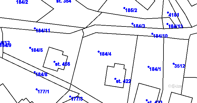 Parcela st. 184/4 v KÚ Nedašov, Katastrální mapa